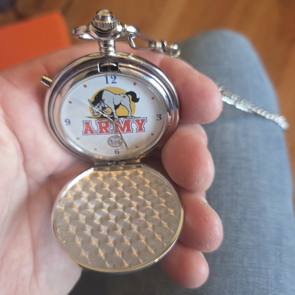 United States Army Silver Keychain And Pocket Watch By Westminster